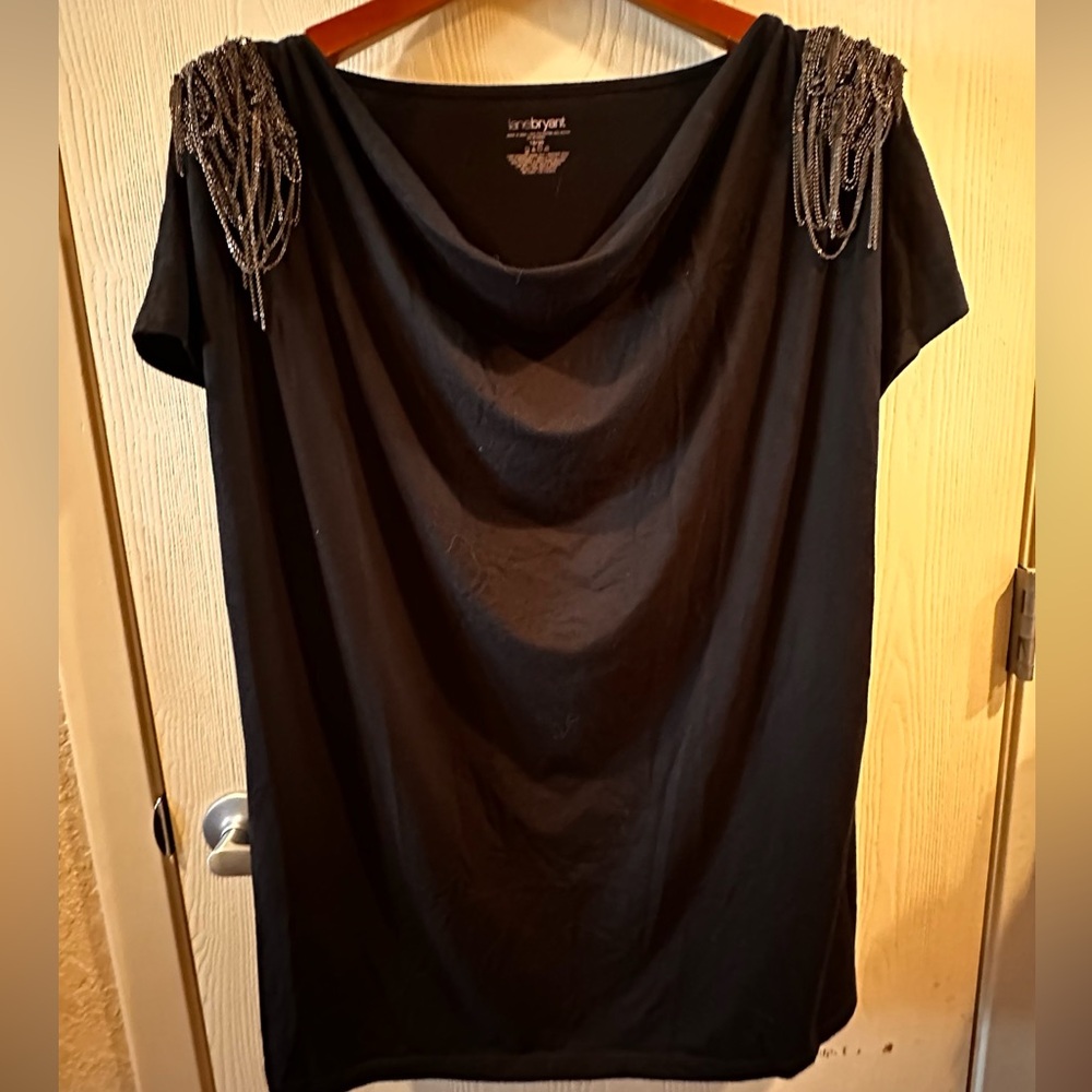Lane Bryant Black Top with metal detail Shoulders